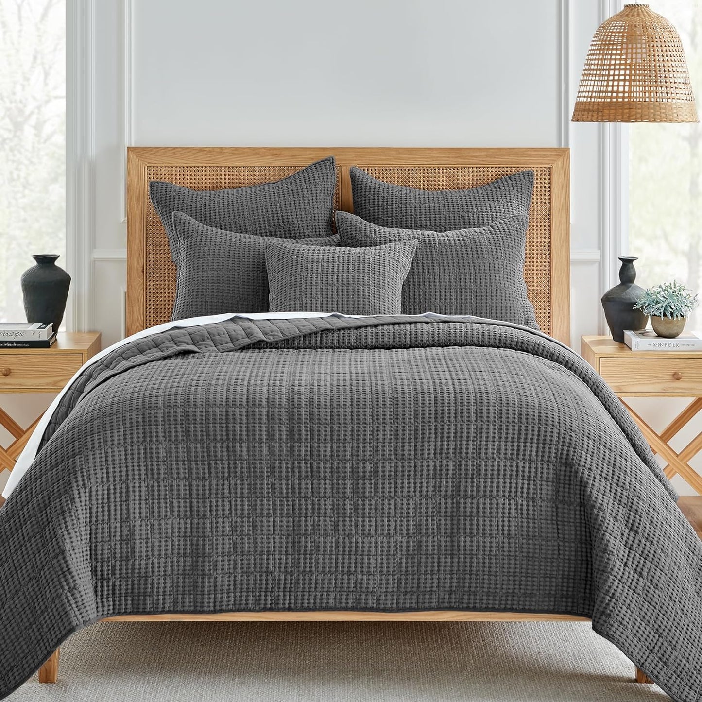 Levtex Home Mills Waffle King Quilt Set - Soft Cotton Bedding