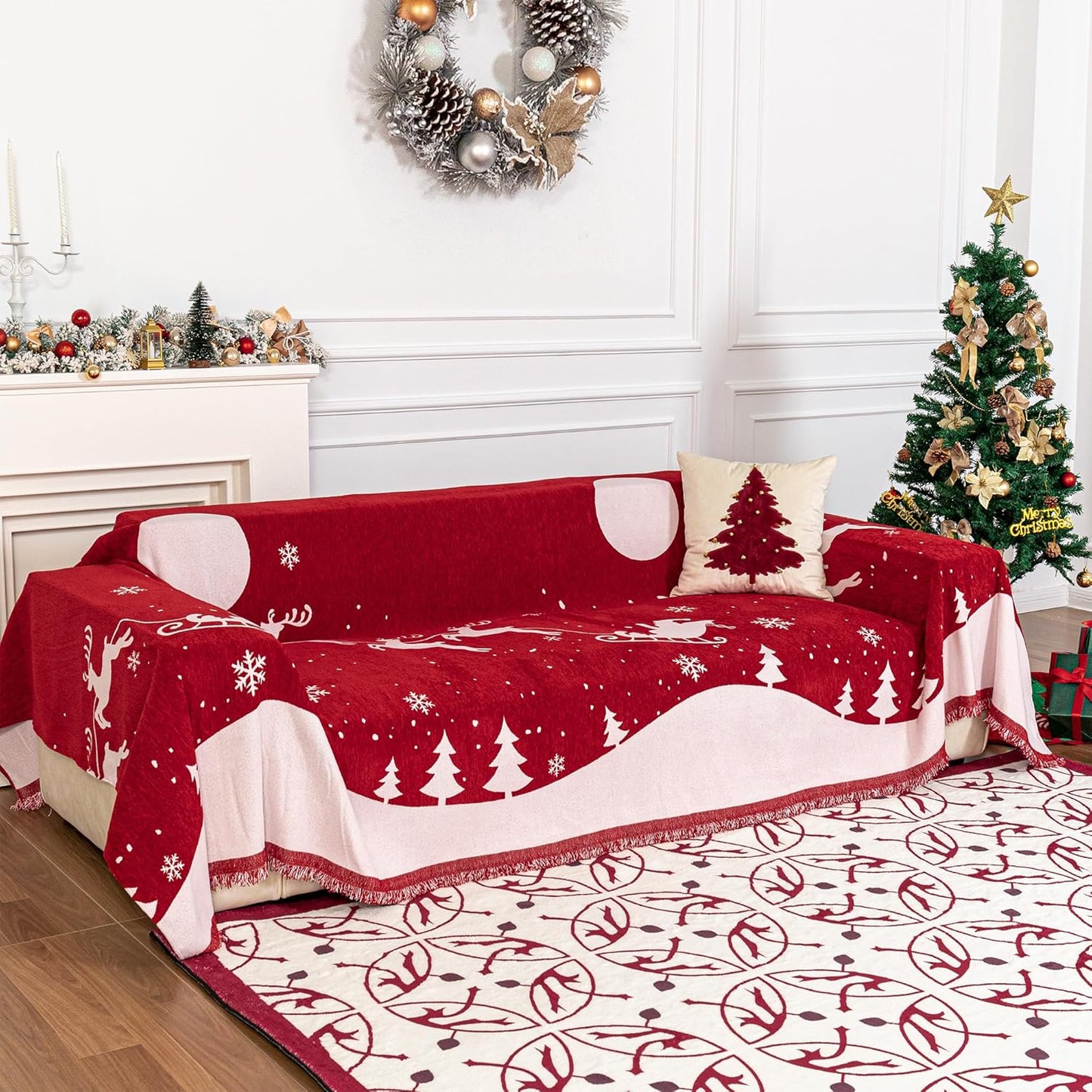 MYSKY HOME Non Slip Soft Couch Cover for 3 Cushion Sofa
