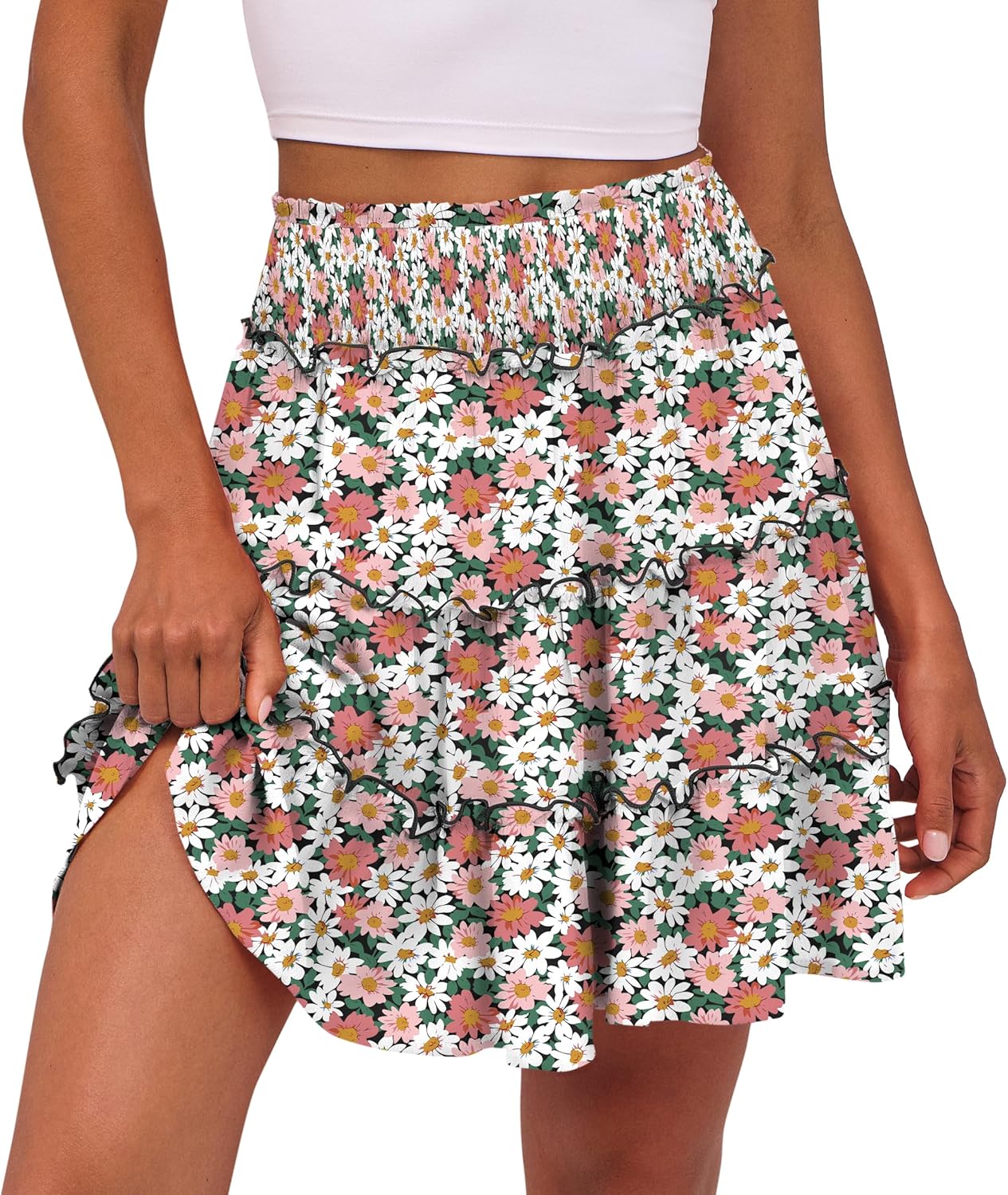 Caracilia Womens Summer Flowy Mini Skorts for Casual Beach Fun