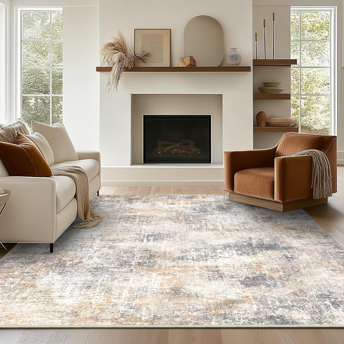 Bavni 8x10 Area Rugs for Living Room, Soft Modern Abstract Design