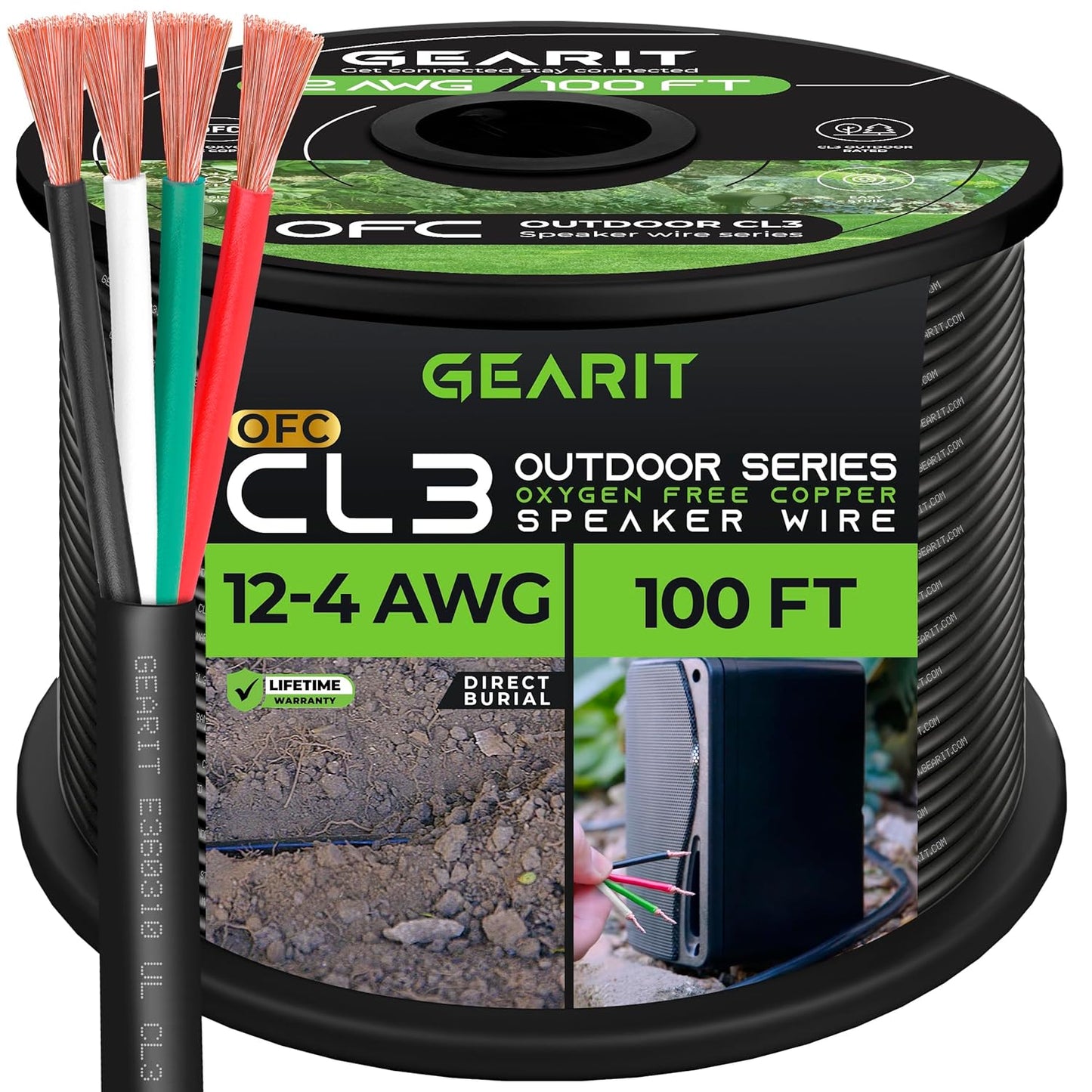 GEARit 12AWG Speaker Wire - Outdoor/Indoor Use