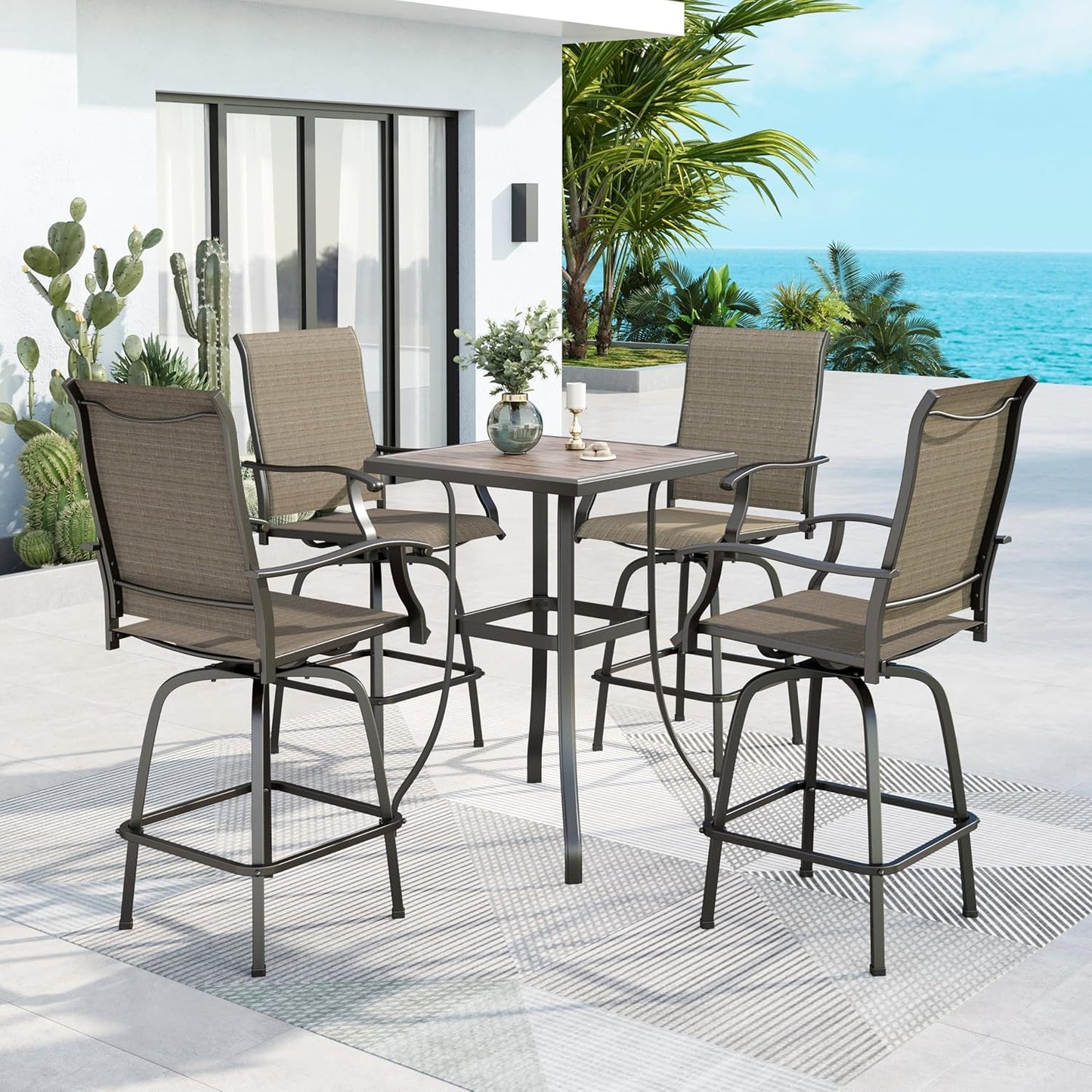 MFSTUDIO 5 Piece Outdoor Swivel Bar Set for Stylish Relaxation