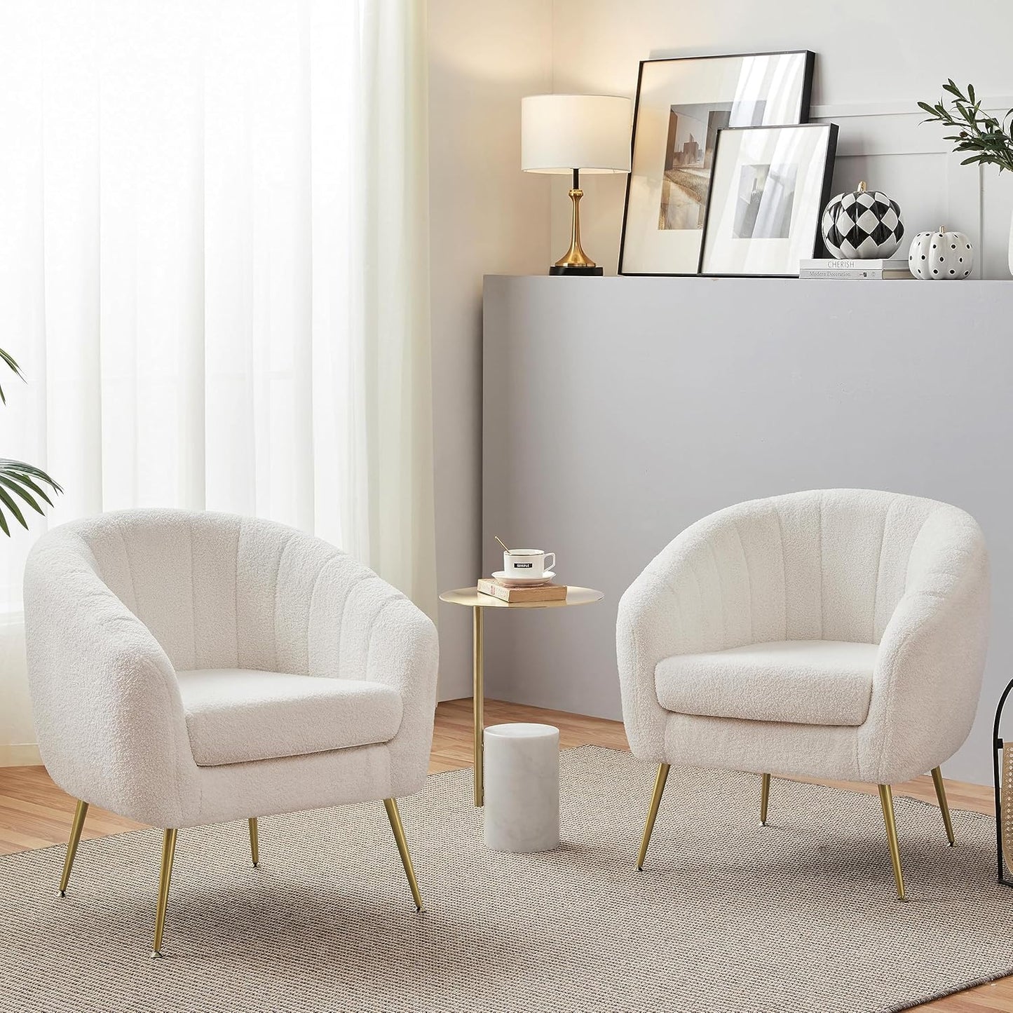 Yaheetech Cozy Boucle Accent Chairs - Set of 2