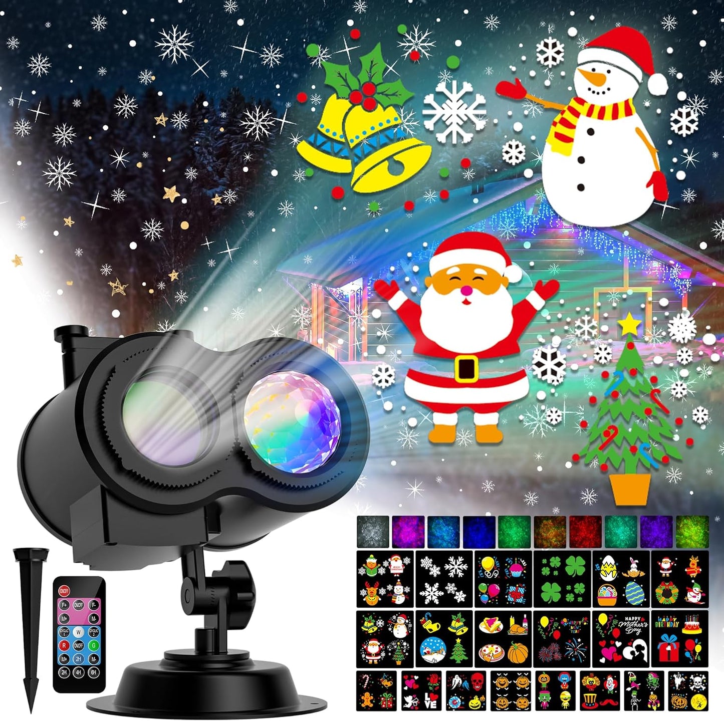 2024 COOLWUFAN 2-in-1 Projector Lights: 30 HD Effects for Xmas & Halloween
