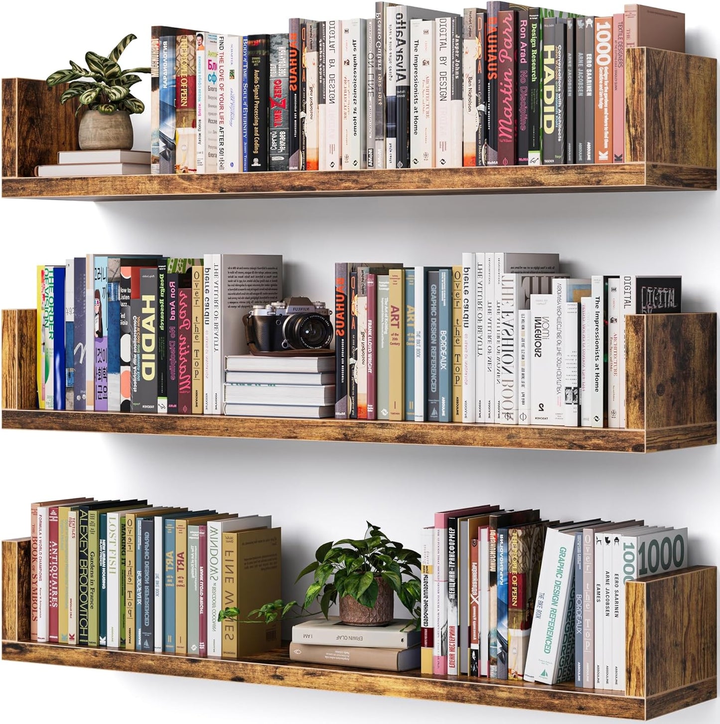 U Shaped Floating Bookshelf Set of 3 for Stylish Storage
