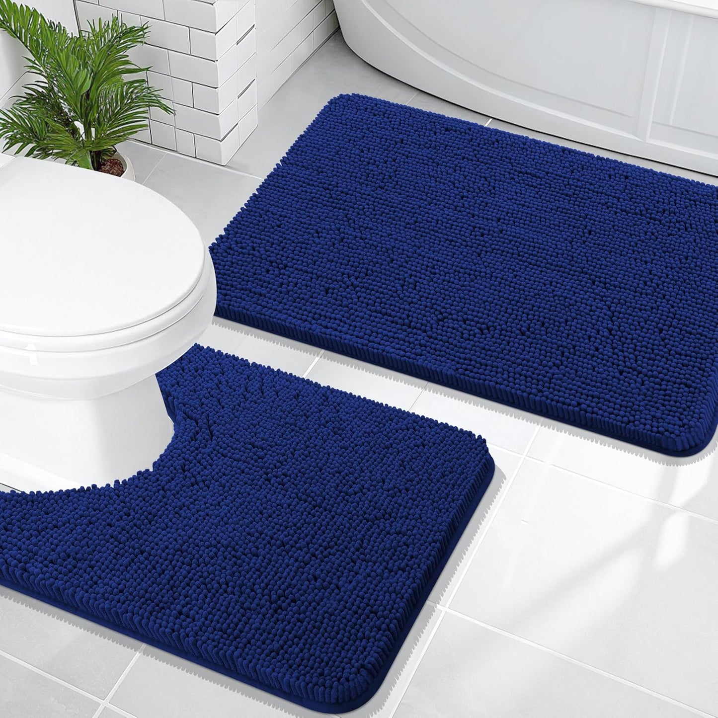 OLANLY Soft Absorbent Chenille Bath Mats Set for Ultimate Comfort