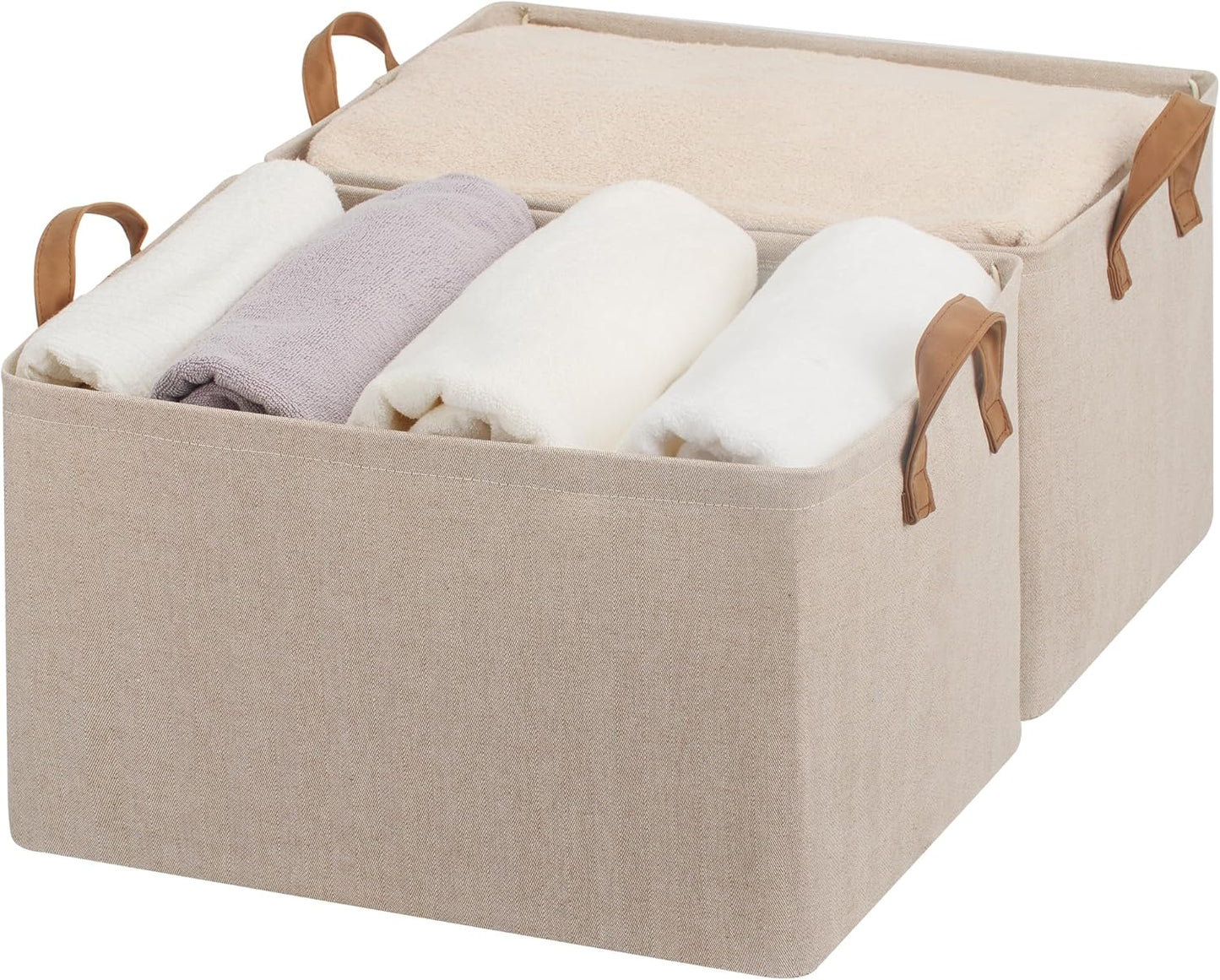 Extra Large Fabric Storage Bins for Shelves, 2-Pack Jumbo Baskets