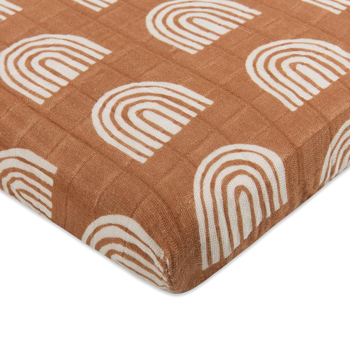 Organic Cotton All-Stages Midi Crib Sheet - Terracota Rainbow