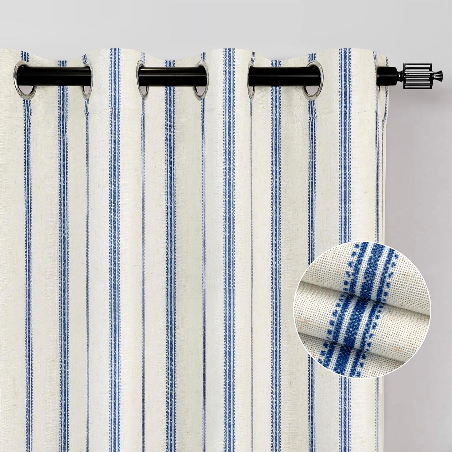 DriftAway Farmhouse Linen Blend Blackout Curtains for Bedroom