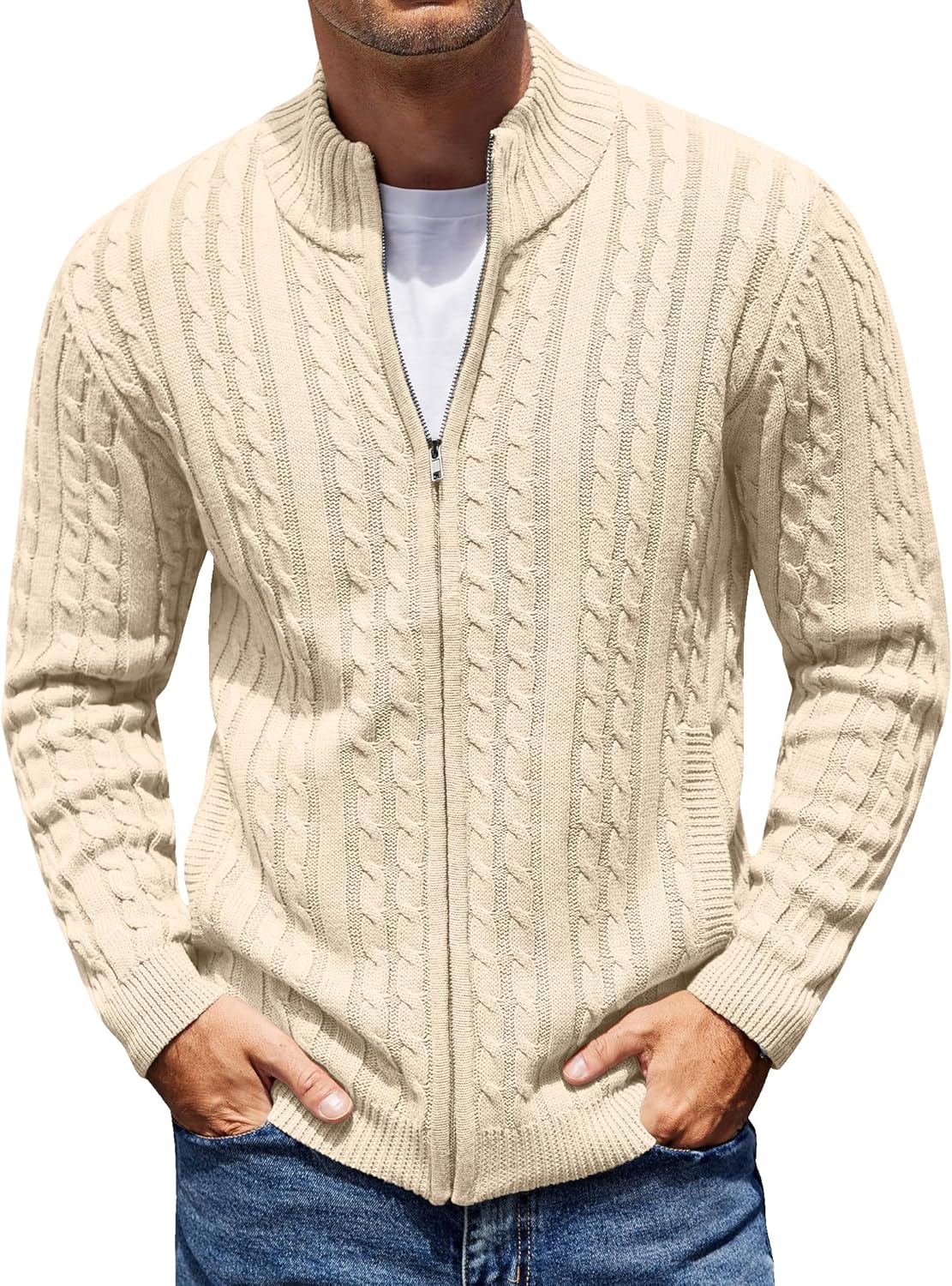 COOFANDY Men's Full Zip Cardigan Sweater for Stylish Comfort