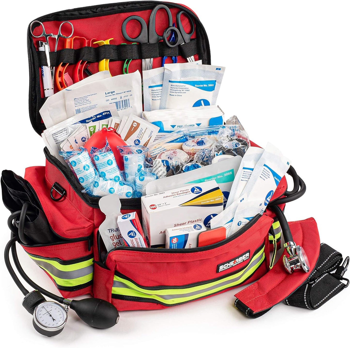 Scherber First Responder Trauma Kit | Fully-Stocked & Professional | 200+ Supplies in Reflective Bag!