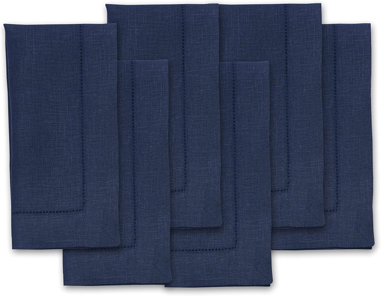 Navy Blue Linen Napkins Set of 6 for Elegant Table Settings