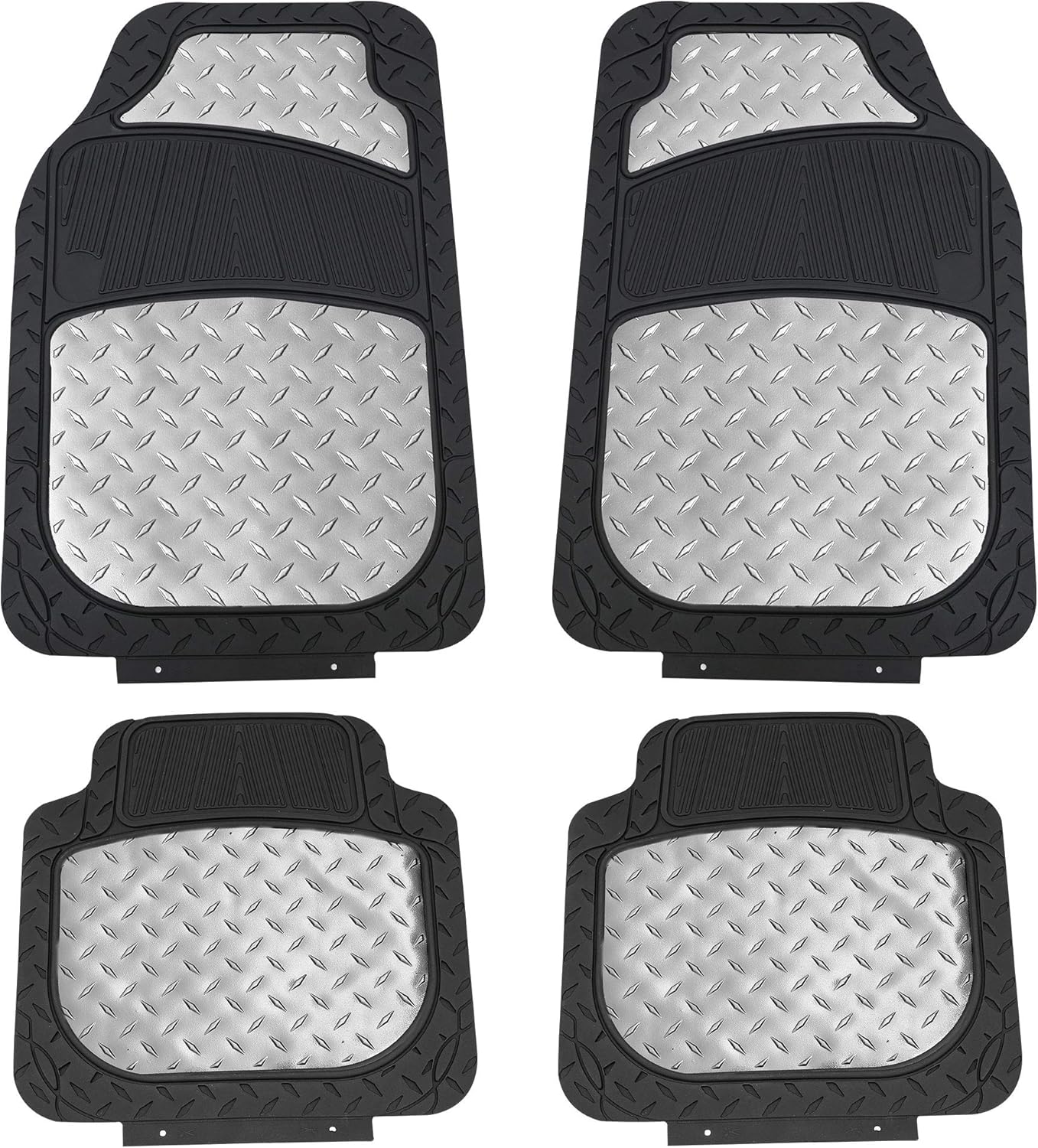 Heavy-Duty Metallic Rubber Floor Mats for Cars - Universal Fit