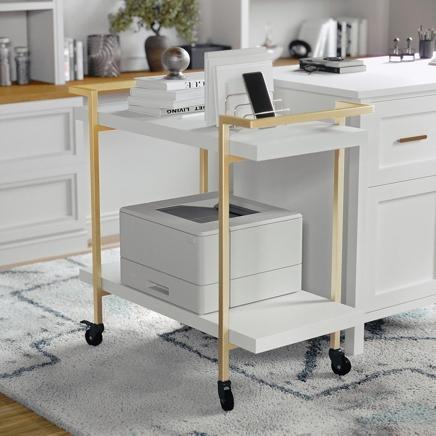 Martha Stewart 2-Tier Mobile Office Cart - Organize in Style