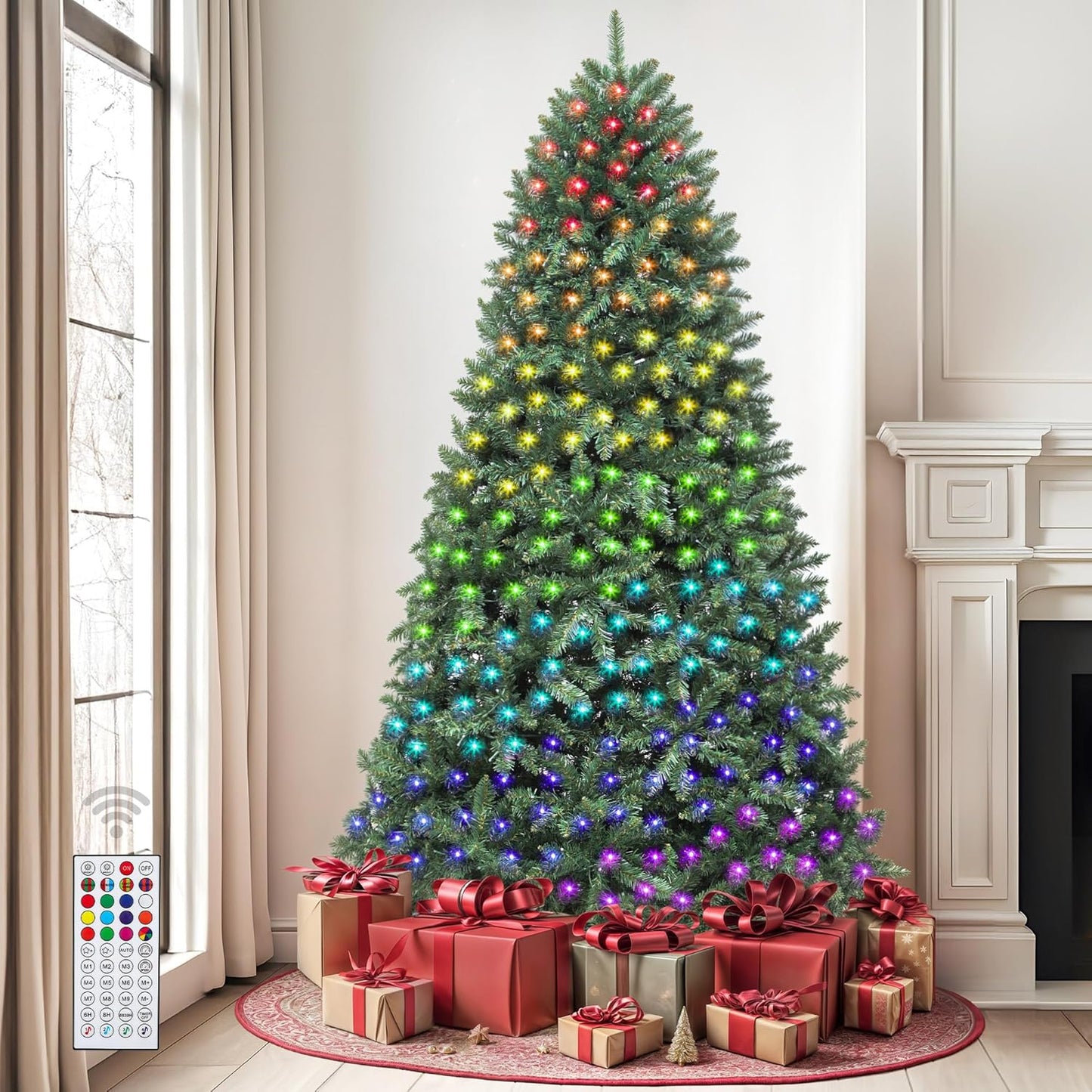 6ft Prelit Christmas Tree with 300 RGB Lights for Holiday Cheer