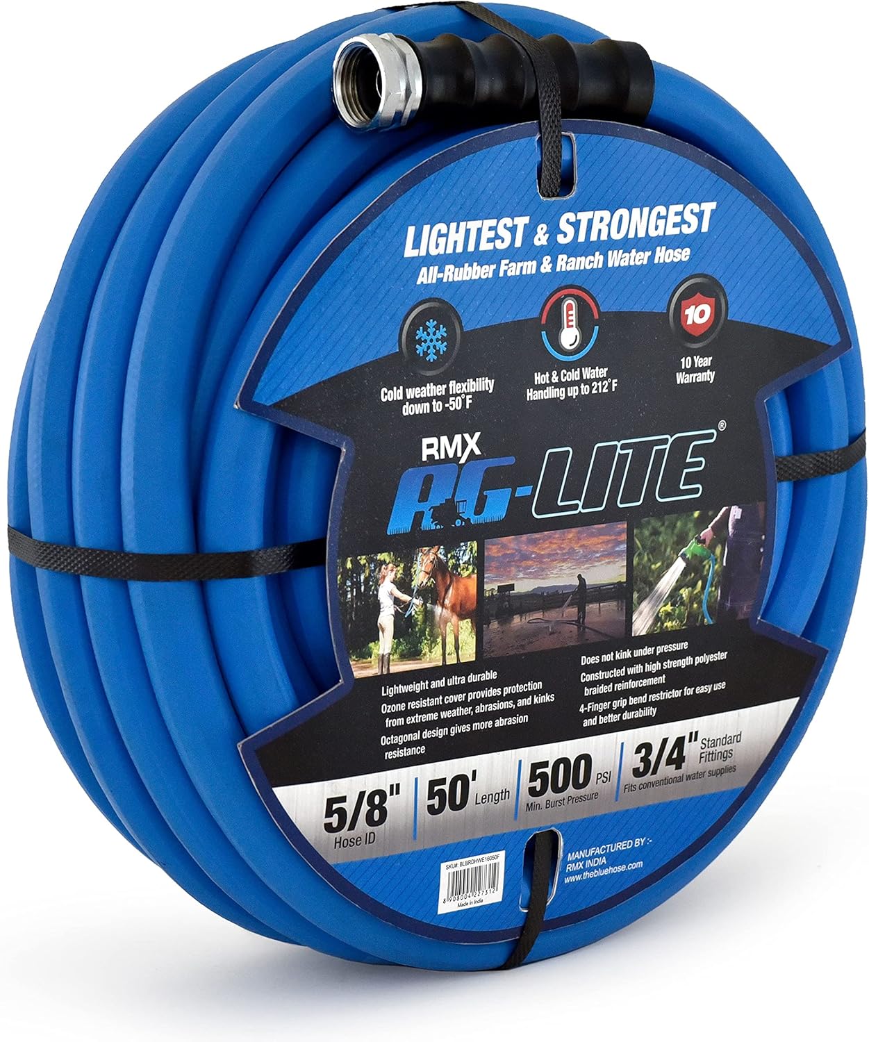 AG-LITE BSAL5850 5/8in x 50ft Rubber Garden Hose for All Needs