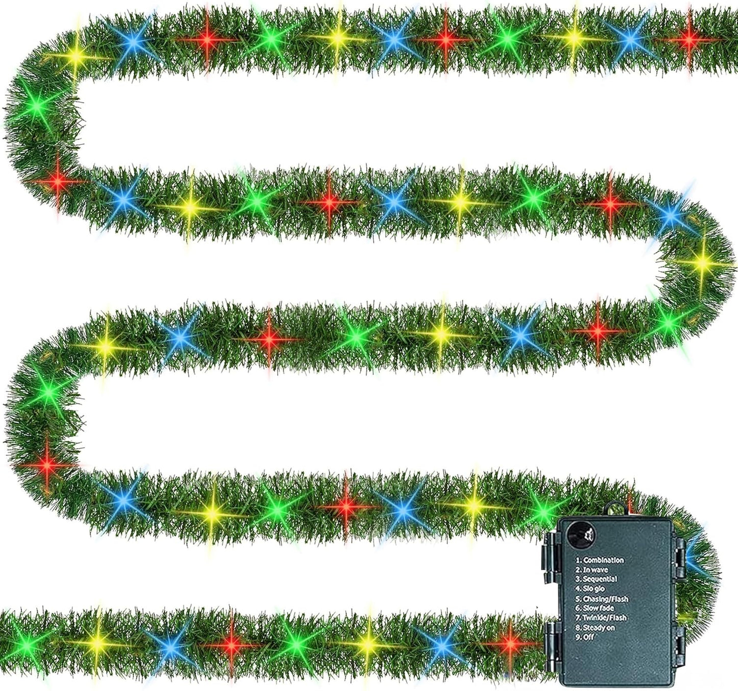 30 FT Pre-Lit Christmas Garland with 100 LED Lights for Decor