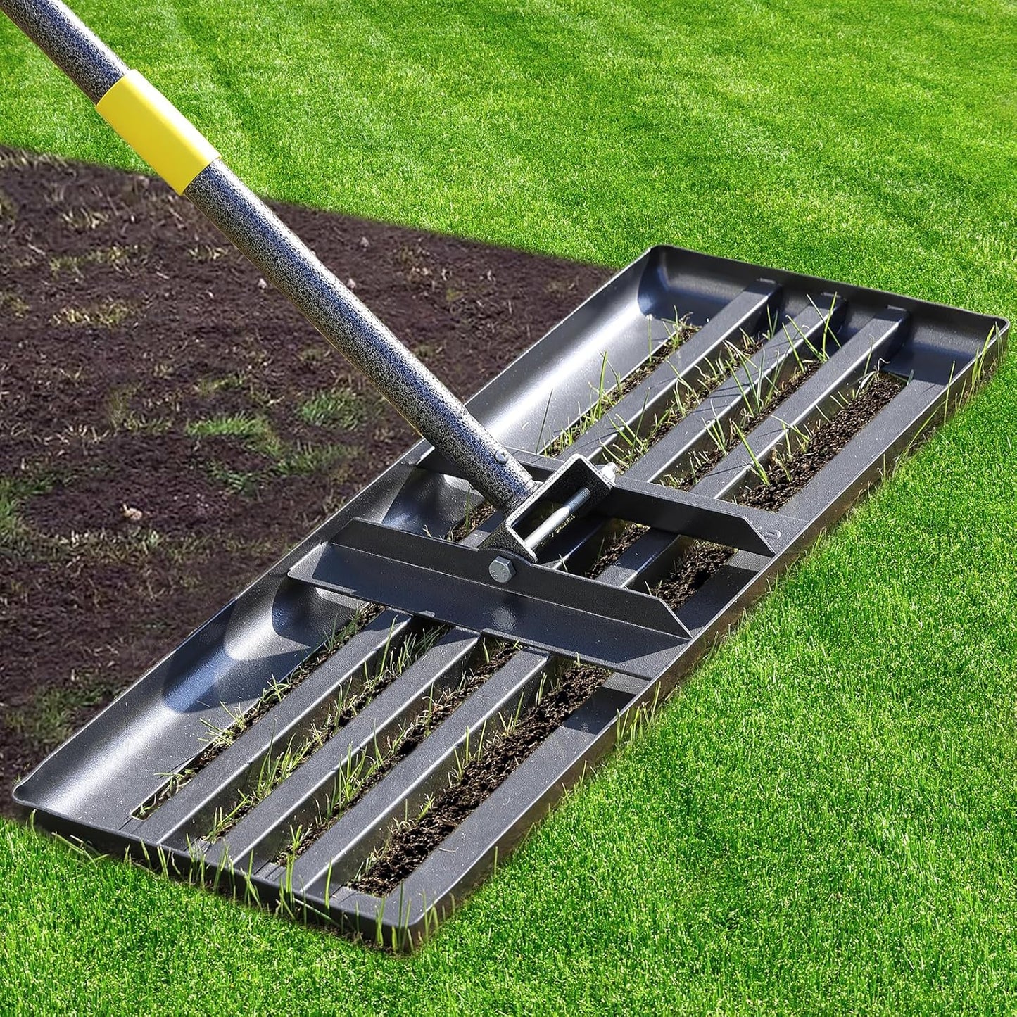Large Lawn Leveling Rake - Heavy Duty Stainless Steel Tool