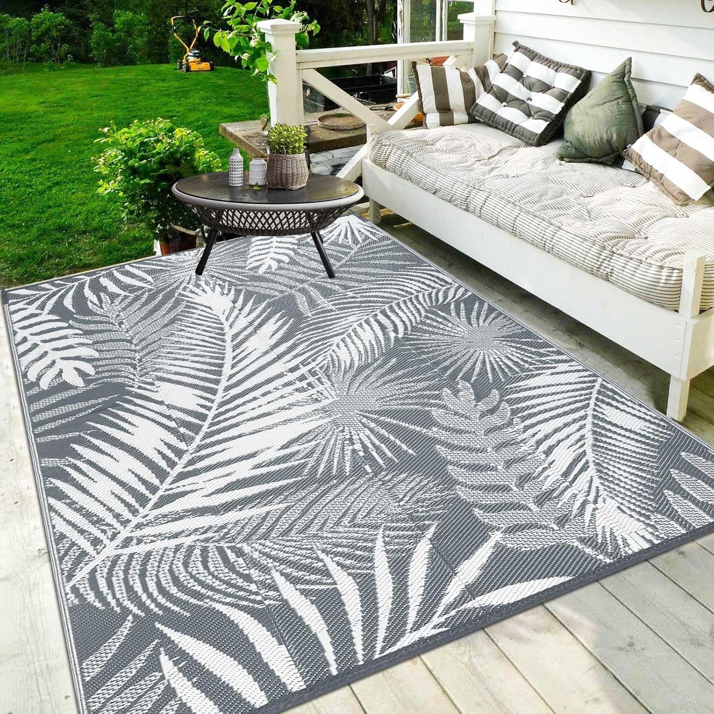 HiiARug Outdoor Rug 5x7Ft Waterproof Plastic Straw Rug for Patios