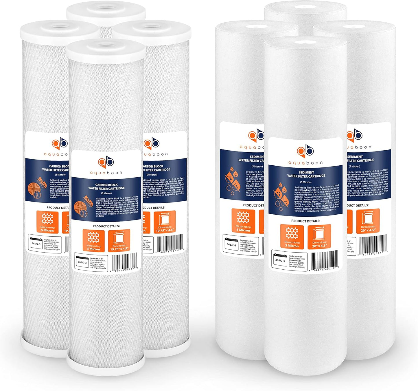 Aquaboon 5 Micron Water Filter Cartridges for Whole House Use