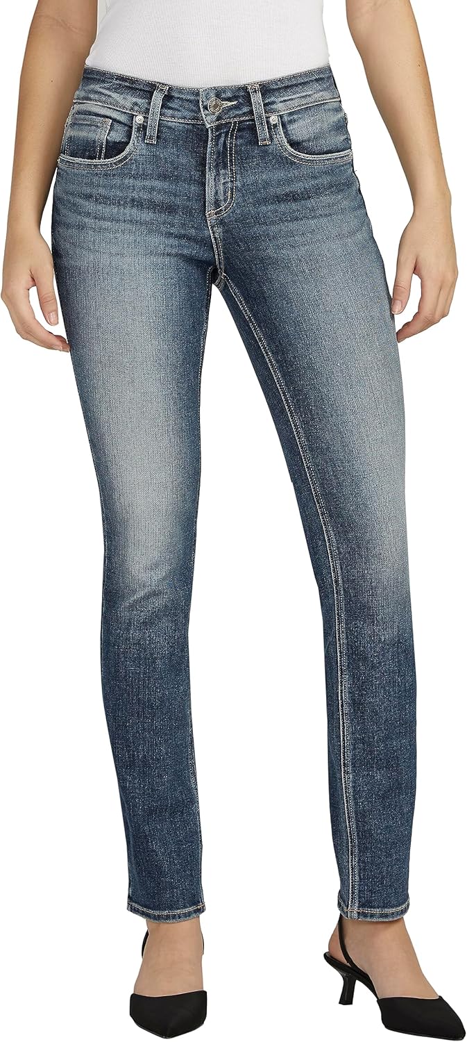 Suki Mid Rise Curvy Fit Straight Leg Jeans for Women