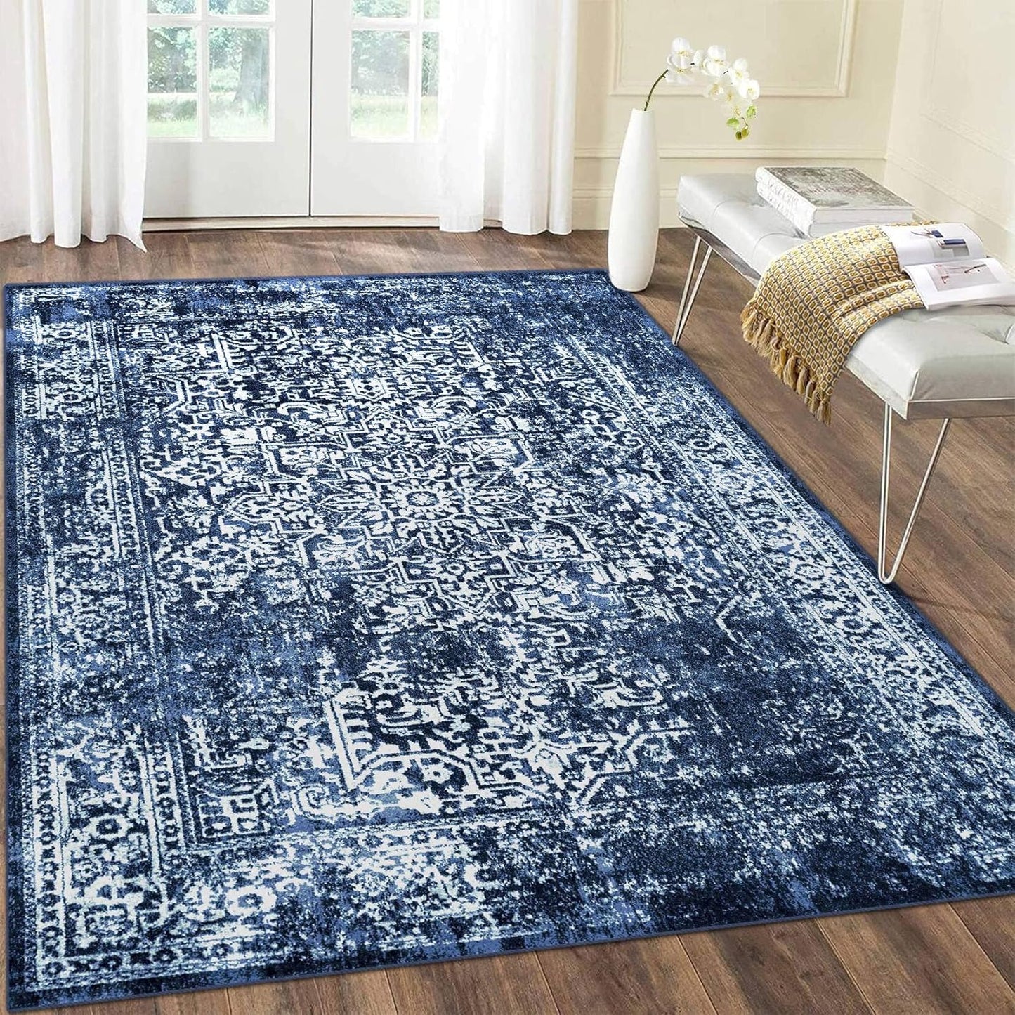 Vivorug 5x7 Area Rugs - Vintage-Inspired Stain Resistant Design