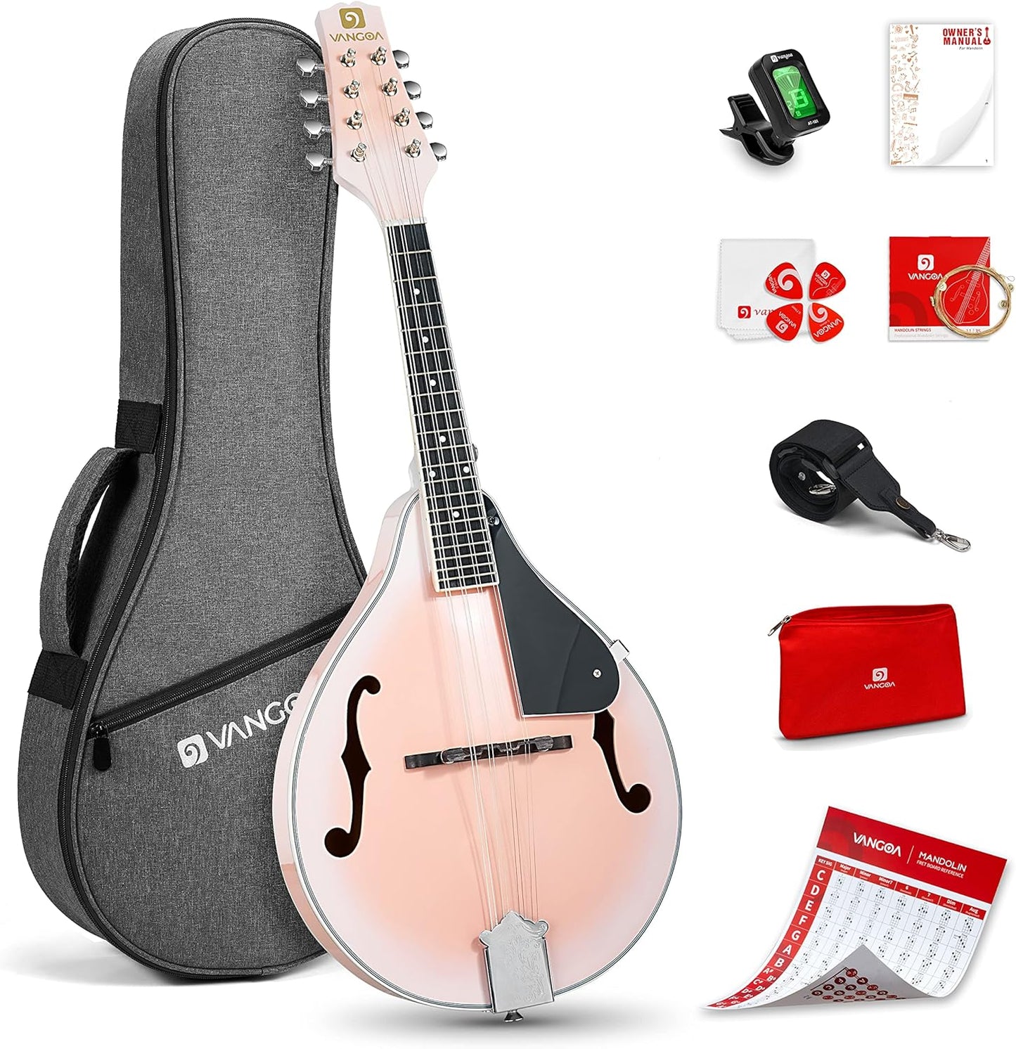 Vangoa A Style Mandolin for Beginners - 8 String Acoustic Kit