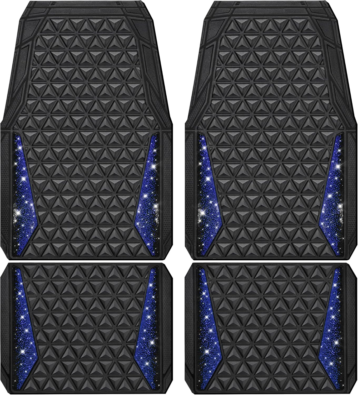 Bling Diamond Rubber Car Mats Full Set for SUV Sedan Van
