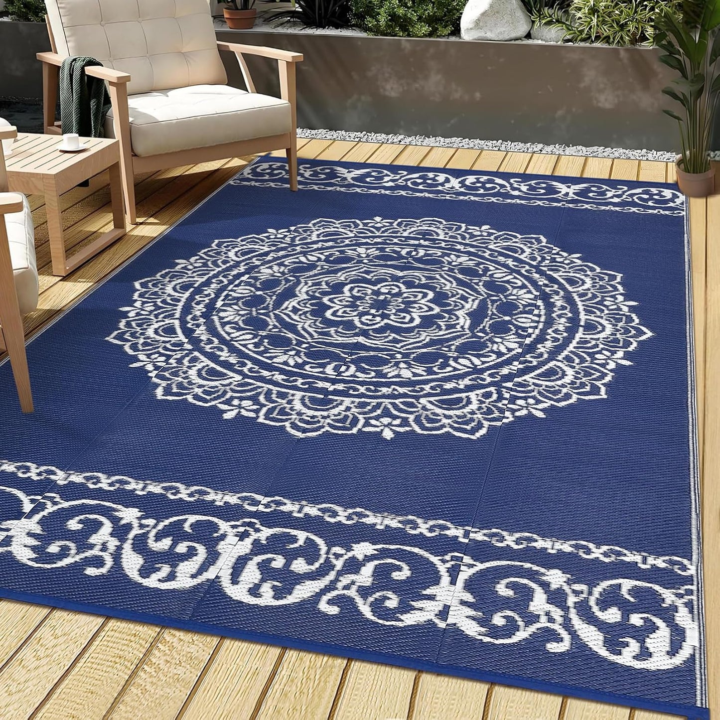 GarveeHome Outdoor Rug 9x12 Waterproof for Patio and Camping
