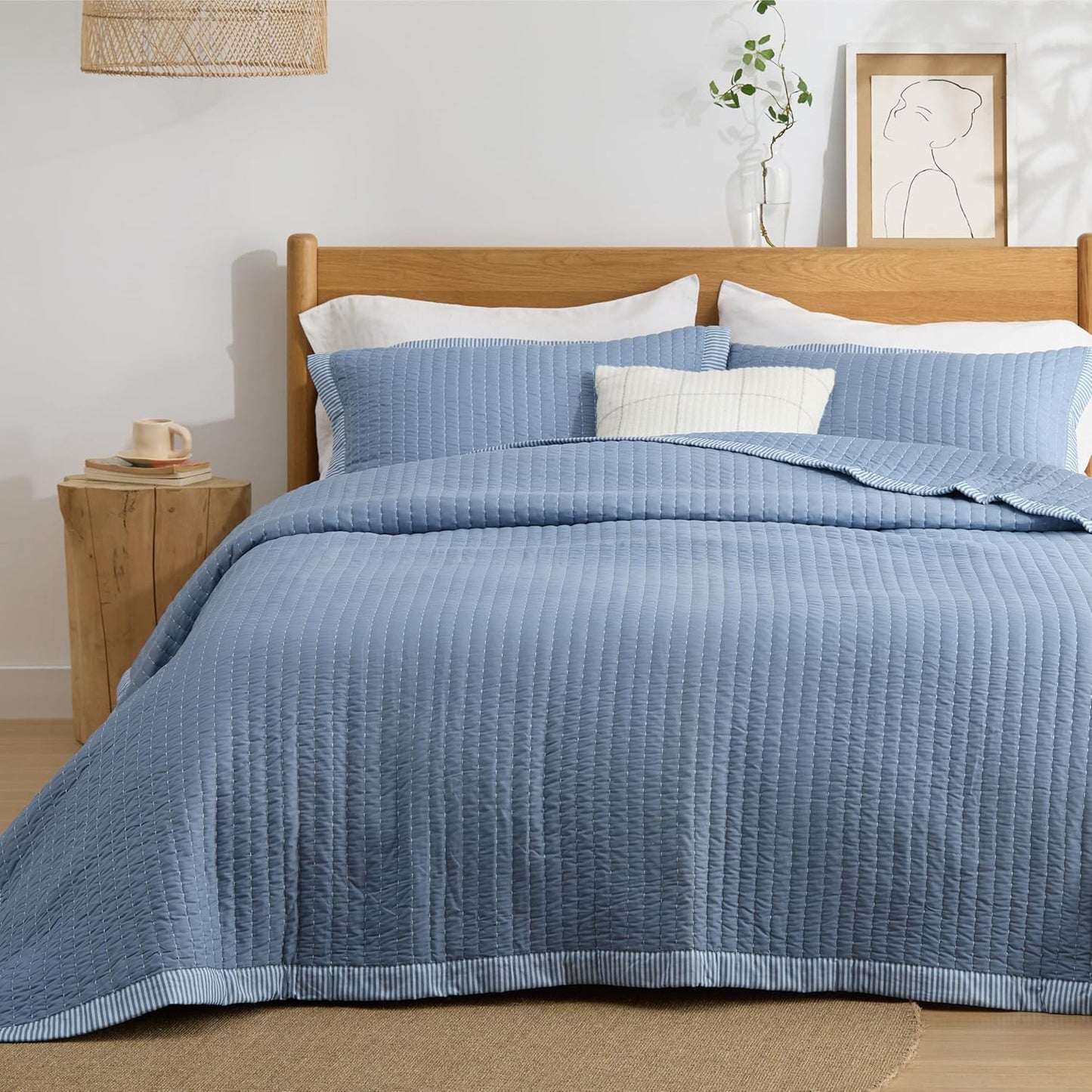 Bedsure Blue Bedspread Coverlet Queen Size for All Seasons