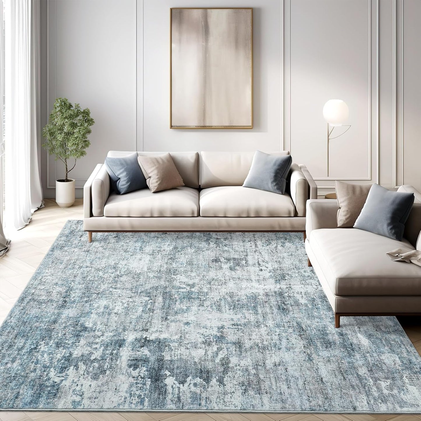 Abstract Rug 5x7 Machine Washable Area Indoor Non-Slip Design