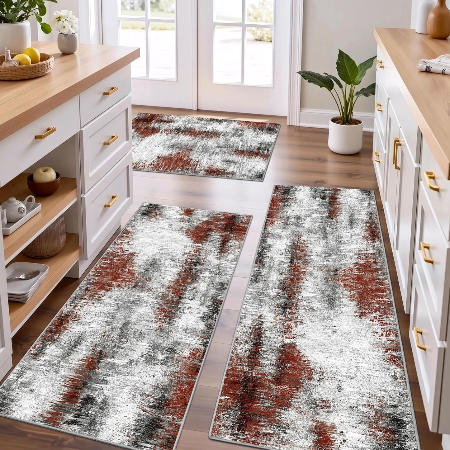 Tritard Non Slip Kitchen Rugs Set of 3 for Home Use