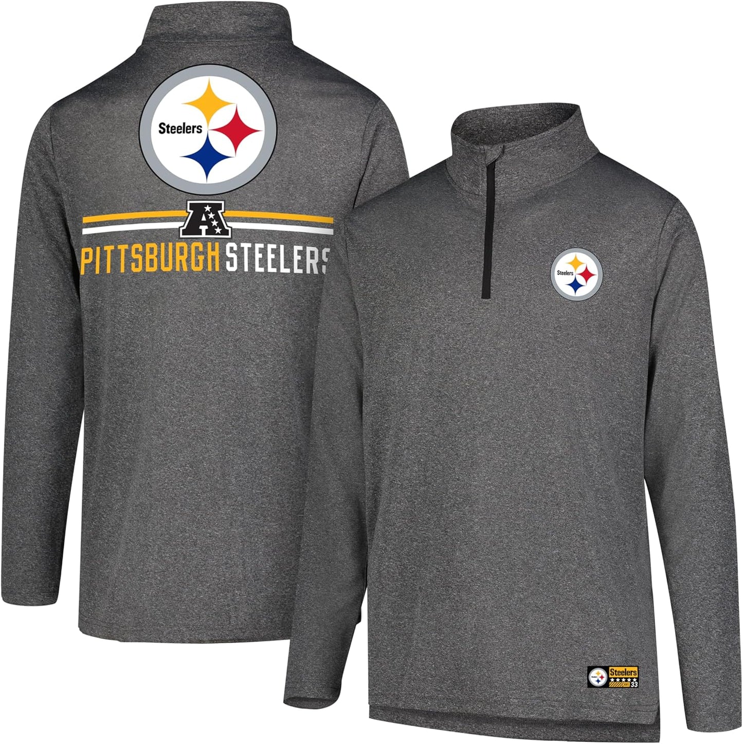 Ultra Game Men's NFL Official Super Soft Quarter Zip T-Shirt