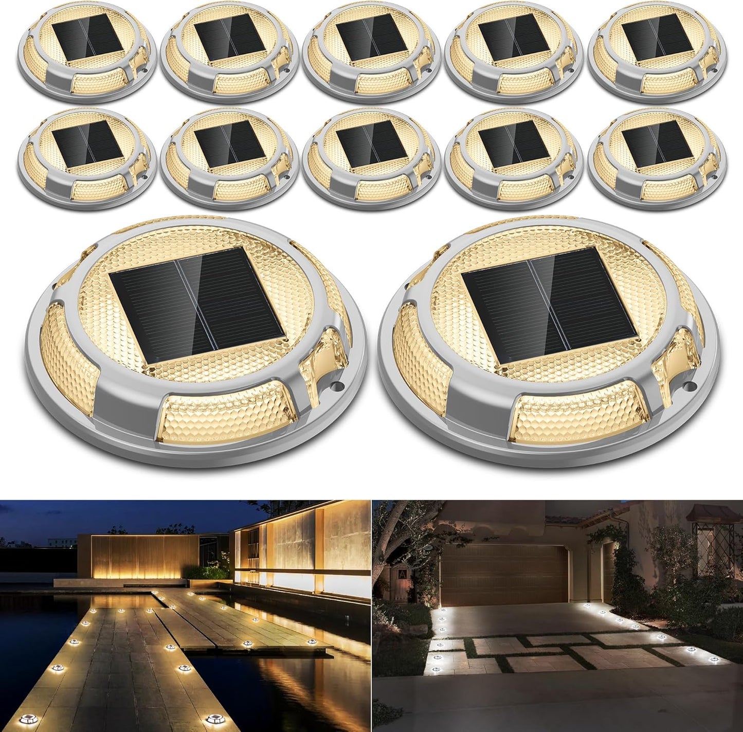 Solar Driveway Lights Waterproof 12 Pack for Pathway Safety