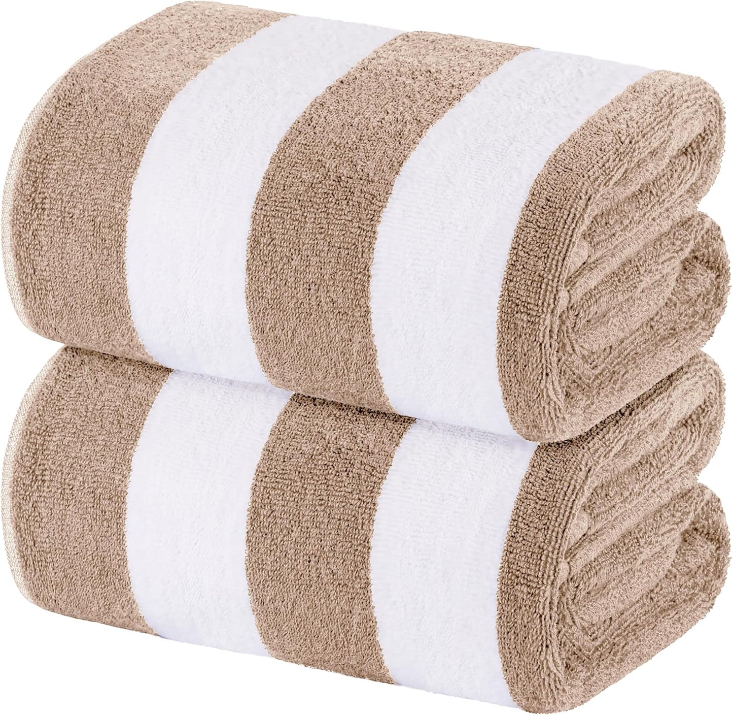 White Classic Beach Towels Oversized Cabana Stripe Cotton
