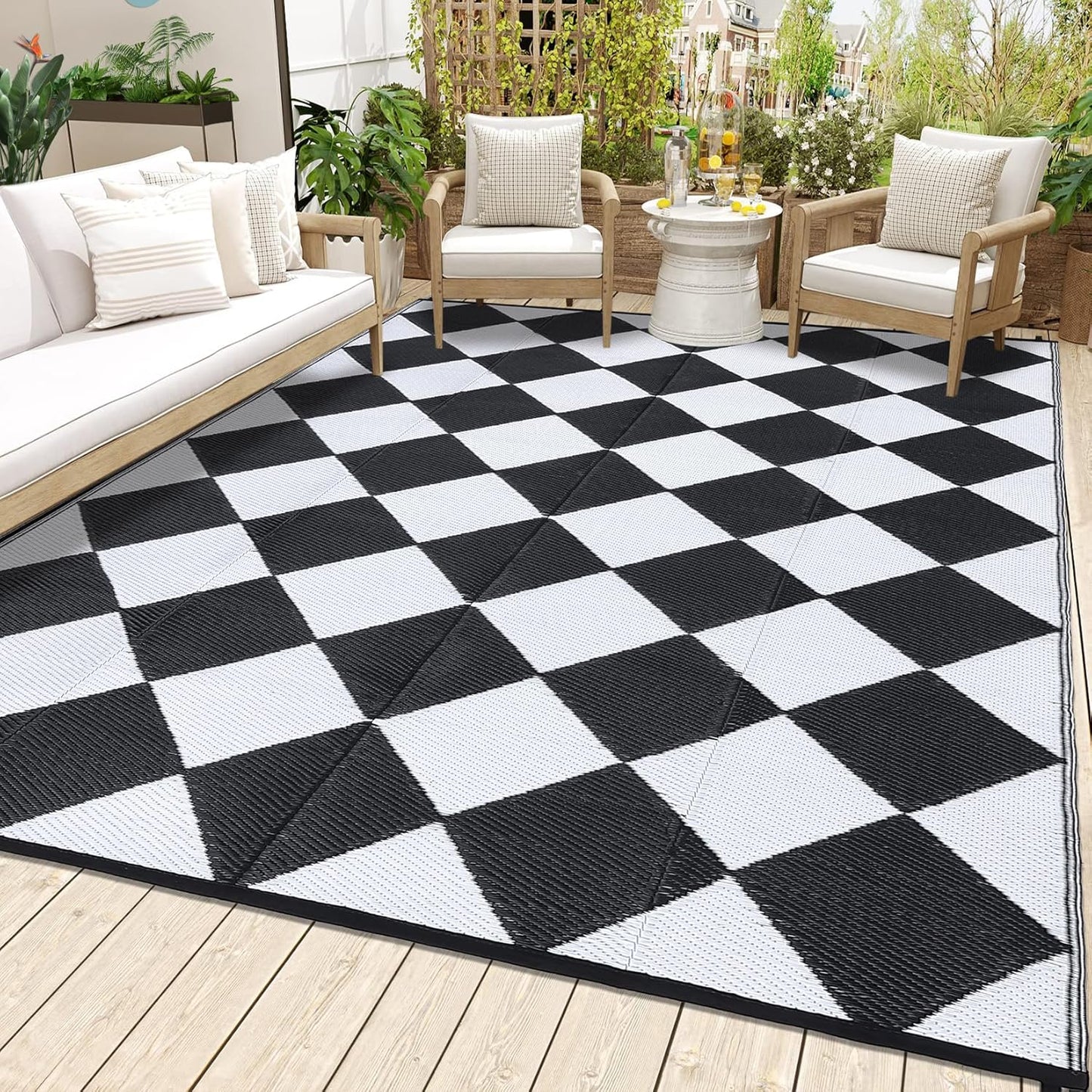 8x10 Outdoor Rug Waterproof Plastic Straw Rug for All Spaces