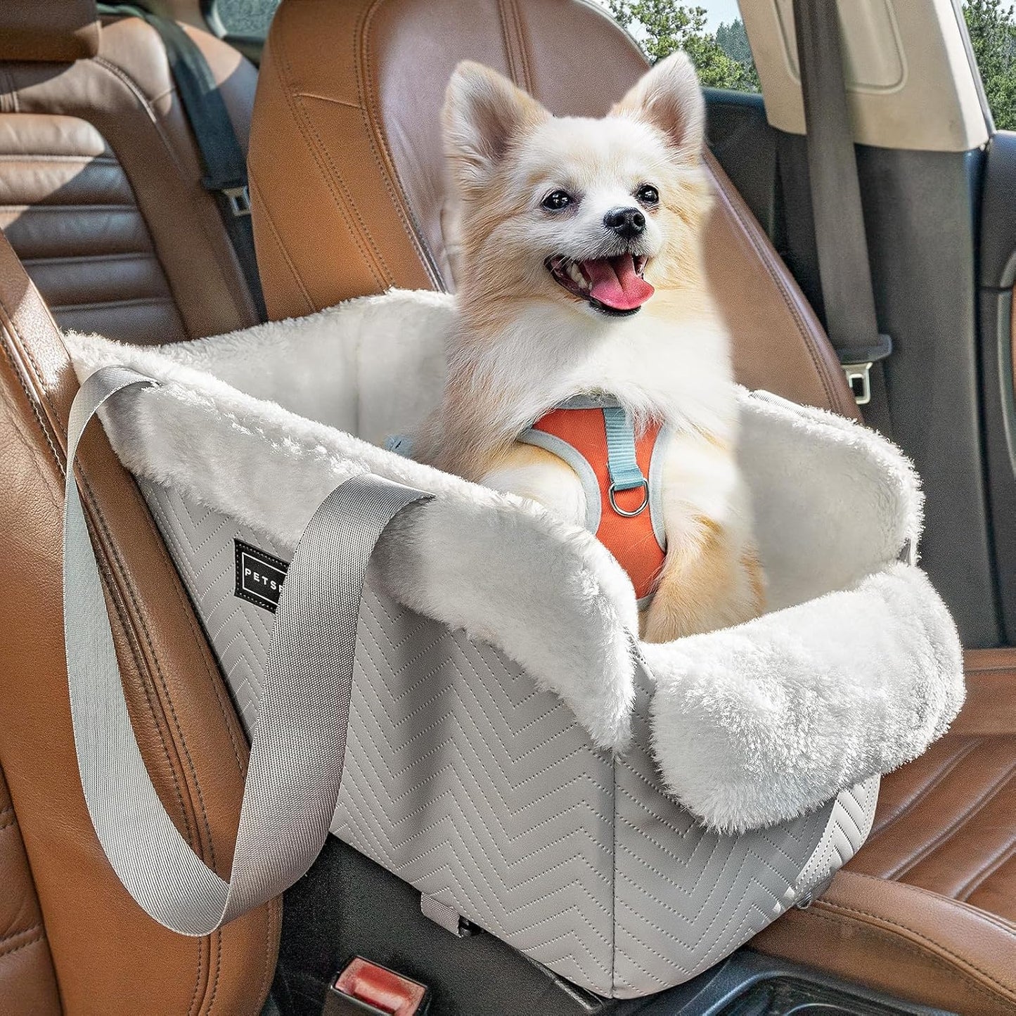 PETSFIT Console Dog Car Seat for Small Dogs with Safety Features