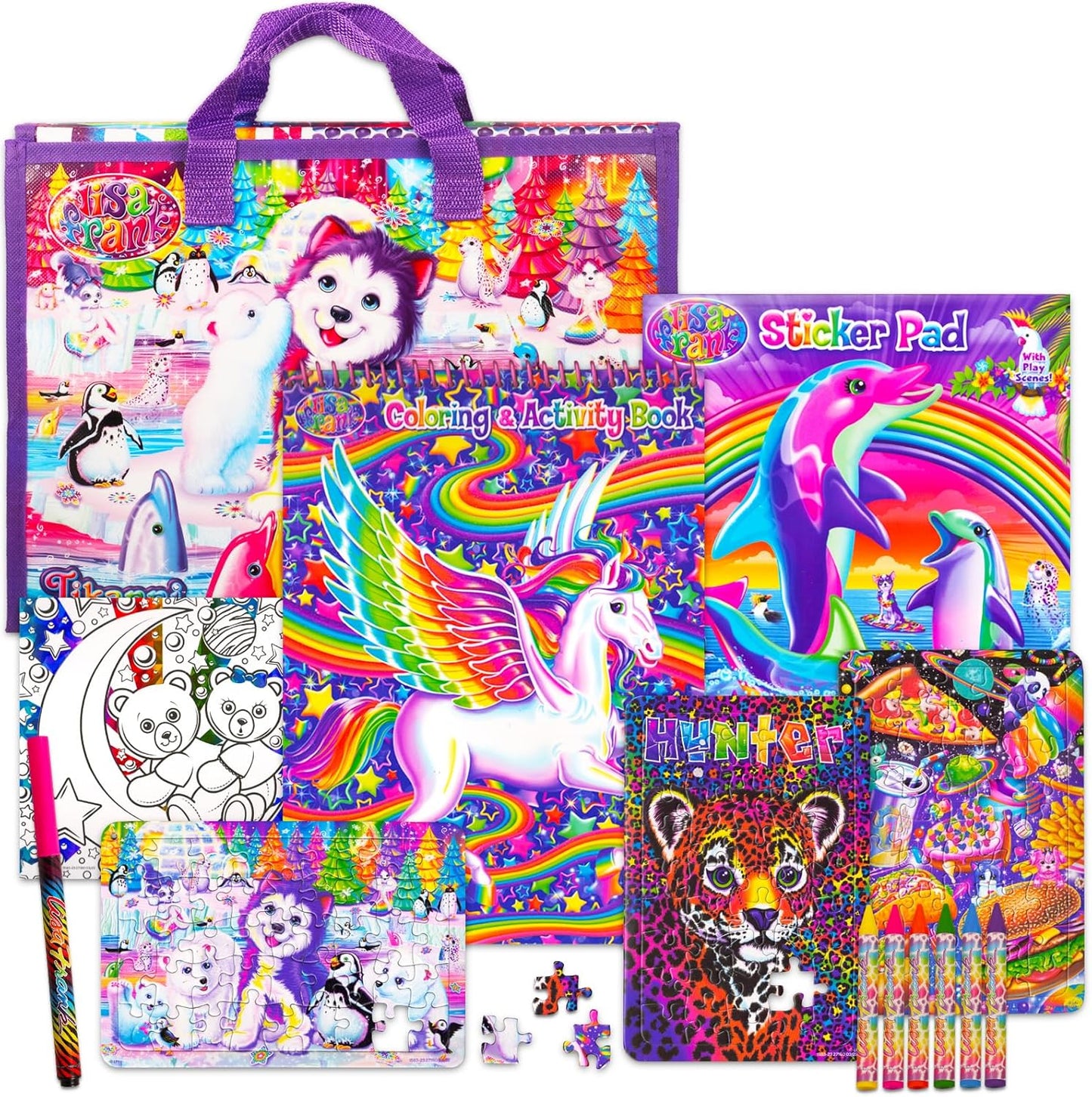 Giant Lisa Frank Coloring Book and Stickers Set for All Ages