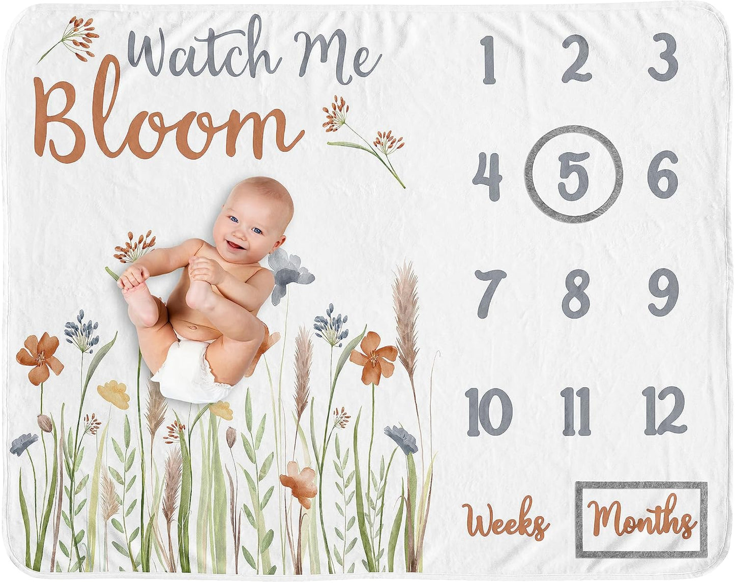 Sweet Jojo Designs Boho Floral Garden Milestone Blanket Gift