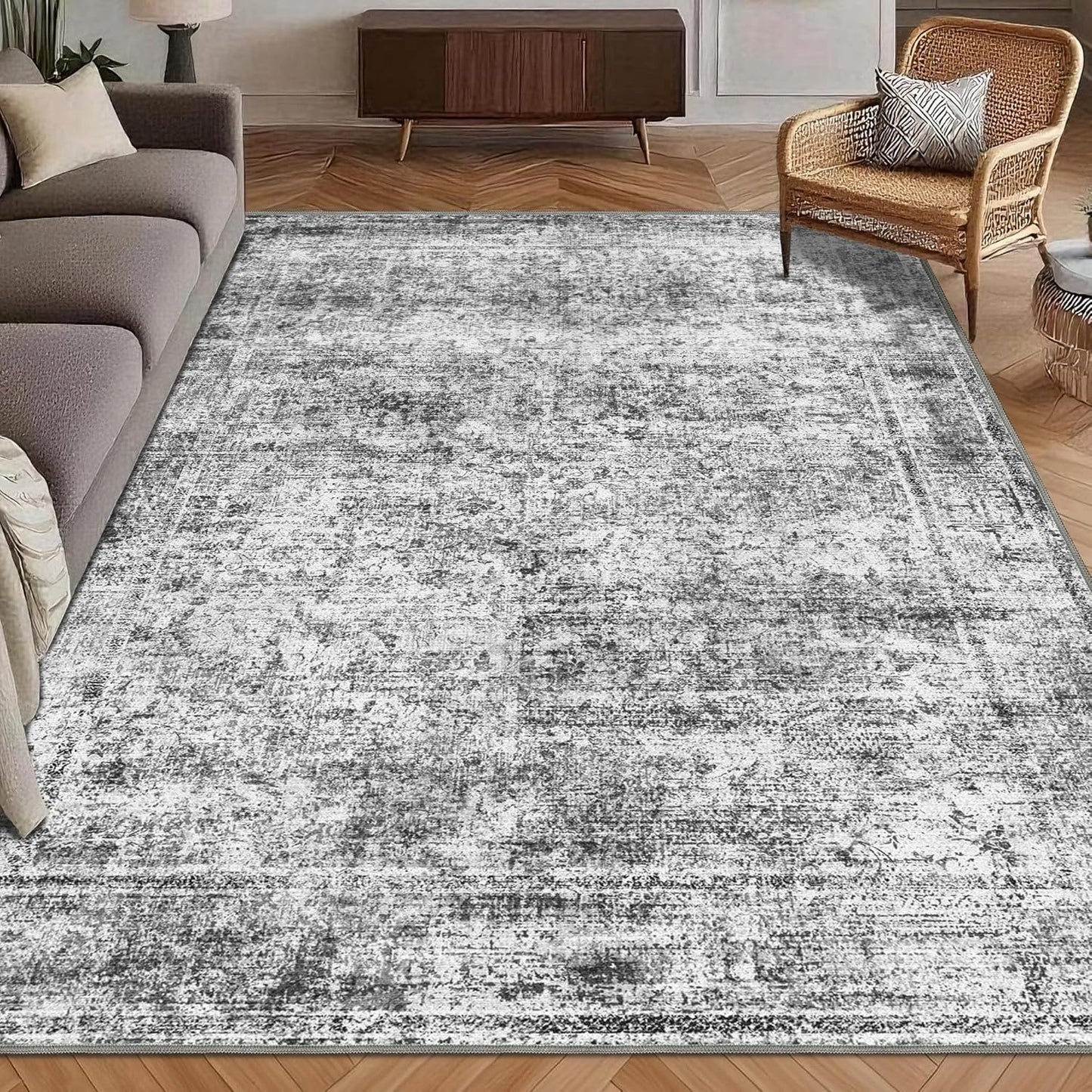 Washable Area Rug 3ft x 5ft Vintage Traditional Persian Mat