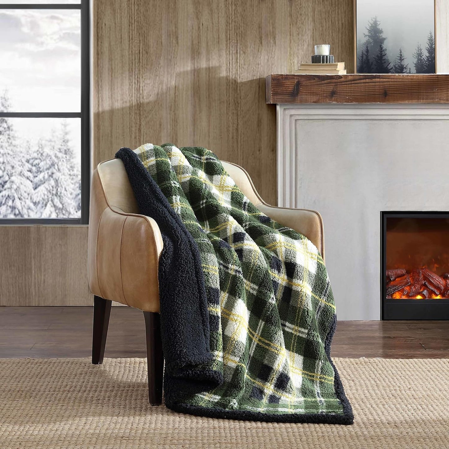 Eddie Bauer Super Soft Reversible Sherpa Throw Blanket for Couch