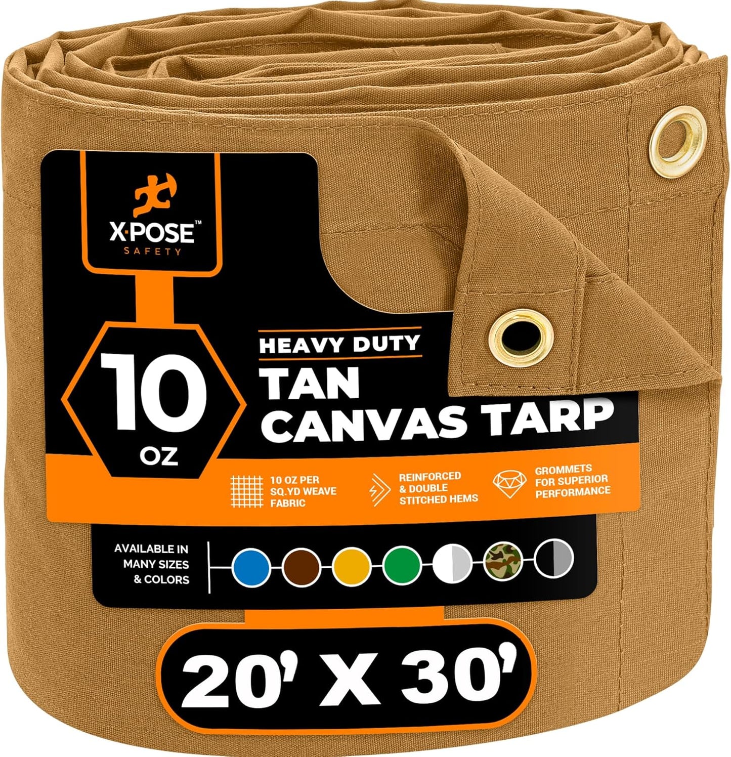 Xpose Safety Canvas Tarp - Heavy Duty Water Resistant 20ft x 30ft