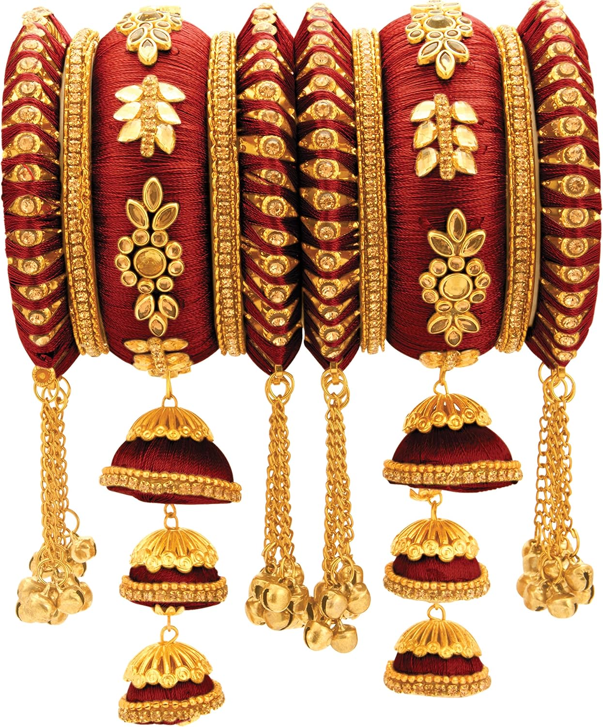 Aheli Indian Traditional Cluster Bells Jhmki Wedding Bangles Set