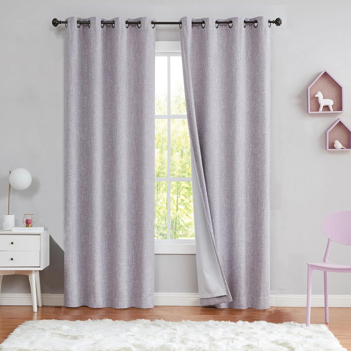 Lavender Solid Full Blackout Curtain for Bedroom and Living Room