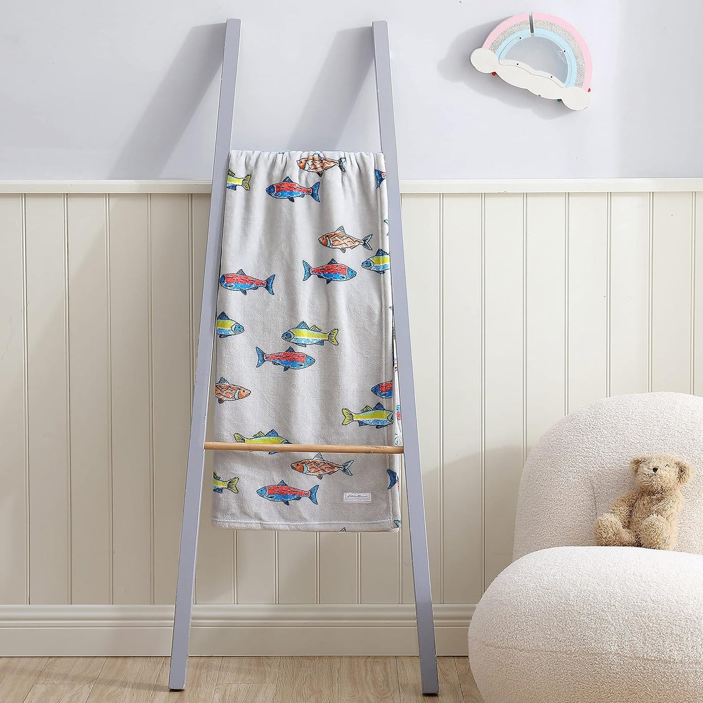 Eddie Bauer Kids Cozy Fleece Throw - Fish Lake Grey