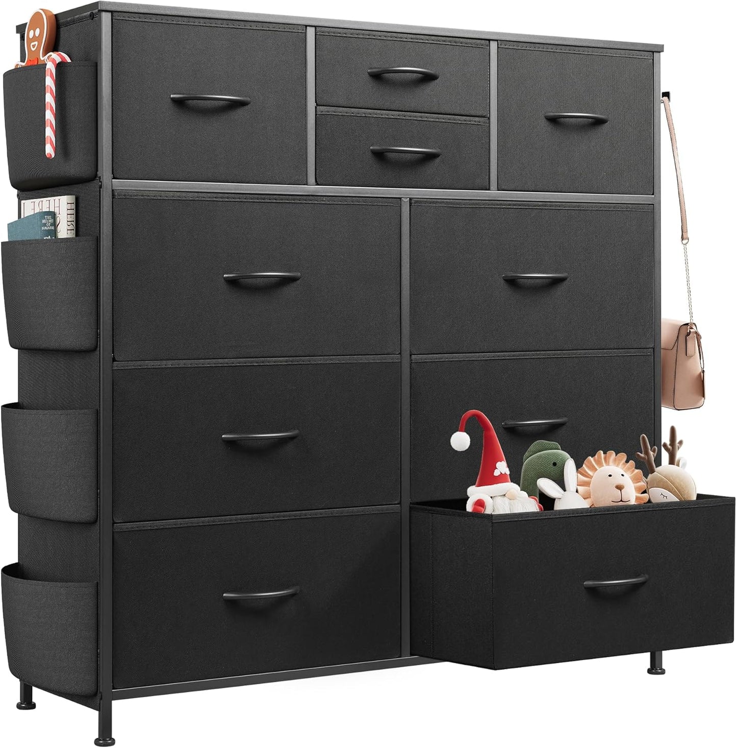 WLIVE Dresser for Bedroom with 10 Drawers and Side Pockets