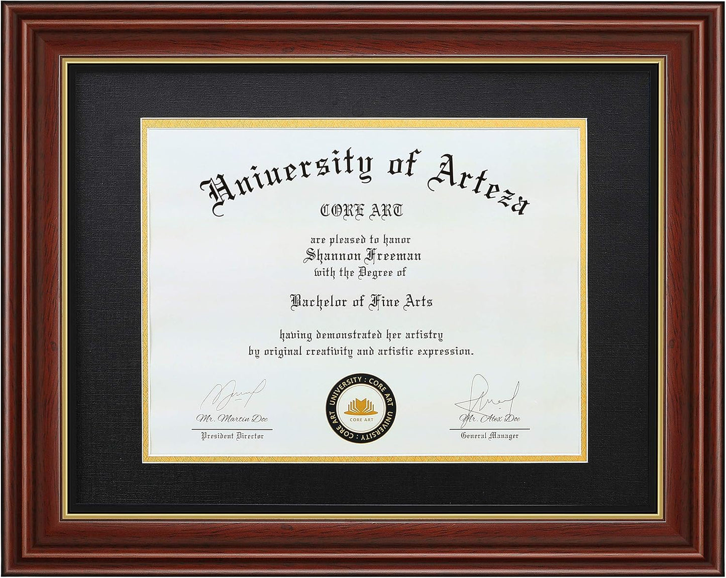 CORE ART Diploma Frame for 8.5x11 or 11x14 Documents Display