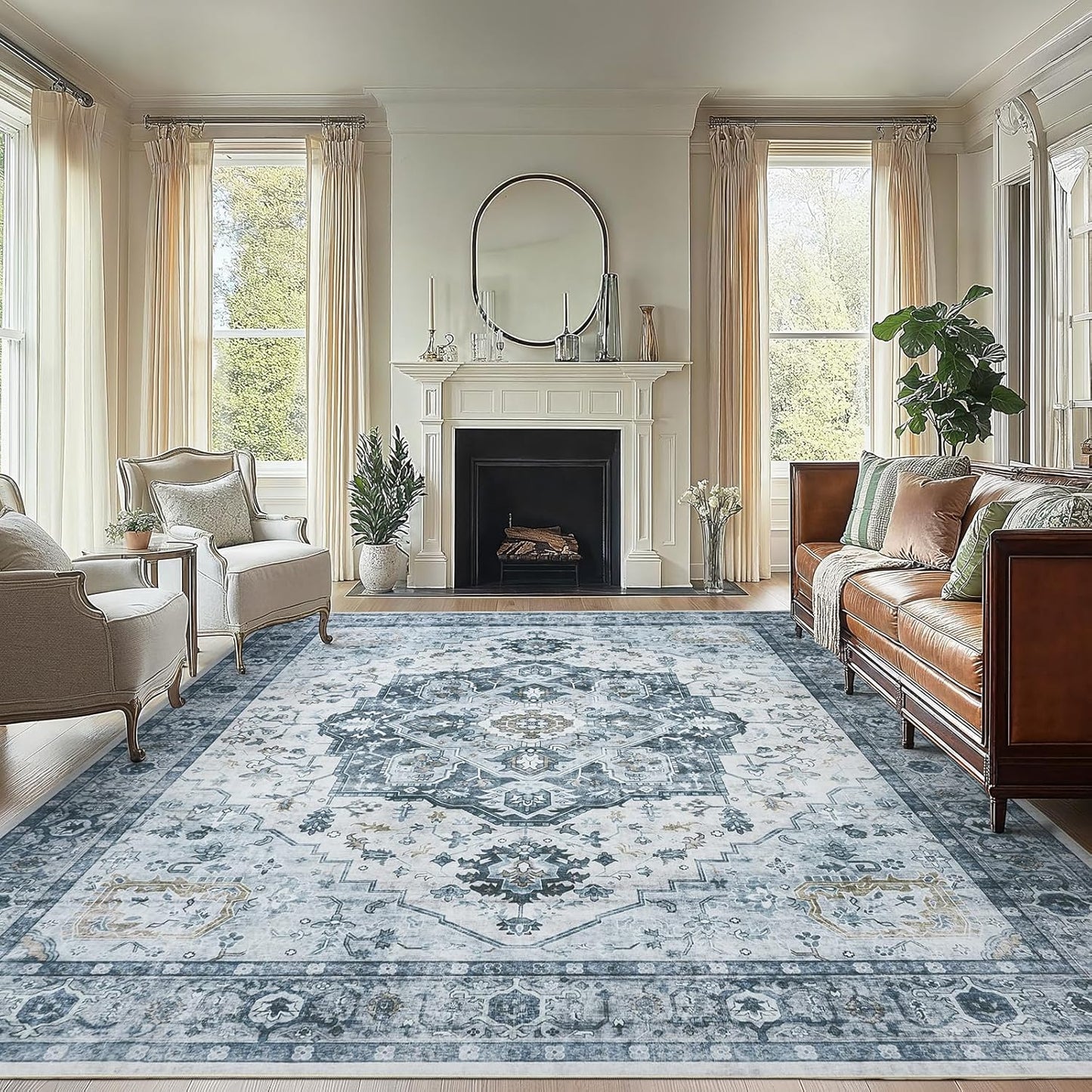 8x10 Area Rug with Non-Slip Backing for Living Room & Bedroom