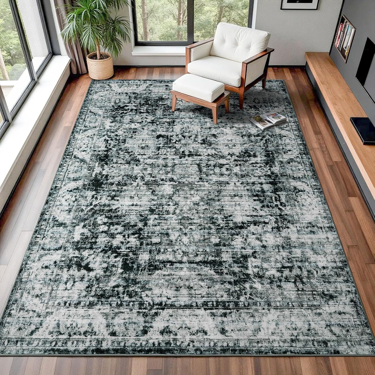 6x9 Vintage Washable Area Rug for Living Room and Bedroom