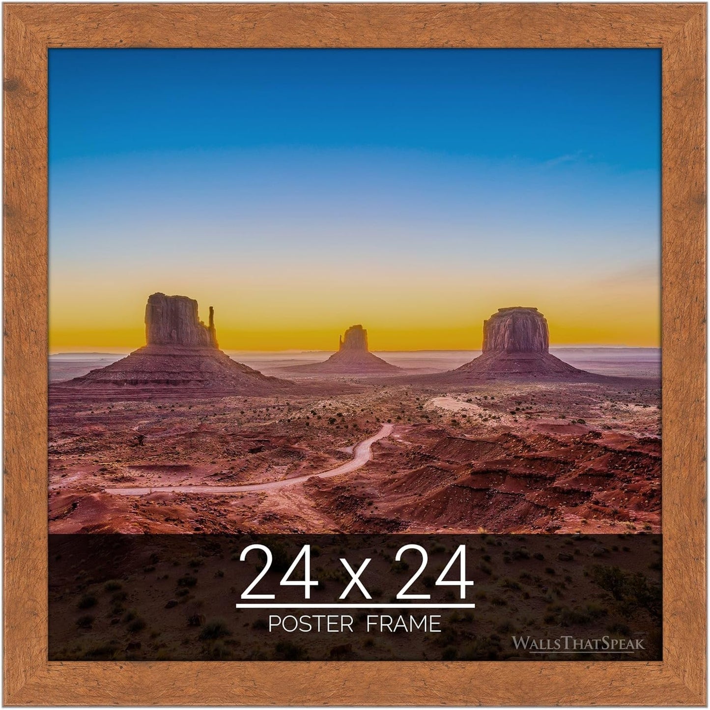 24x24 Light Walnut Rustic Pine Picture Frame for Artwork